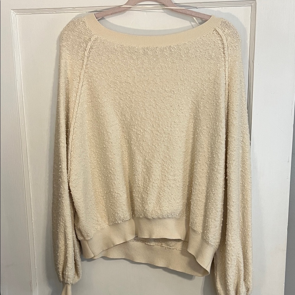 Free People Cream Textured Women's Sweater